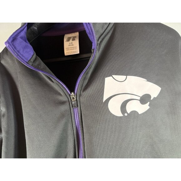 Kansas State Wildcats Grey Purple Russell Athletic Zip Up Jacket Size L - Picture 14 of 14